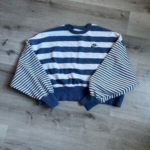 Nike woman’s Striped Crewneck Sweater - Blue and White
